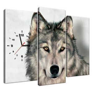 Obraz s hodinami Šedivý vlk 90x70cm ZP3341A_3C