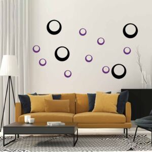 GLIX Dekorácie kruhy - samolepka na stenu Čierná a fialová 60 x 40 cm