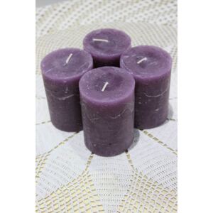 Fialové adventné sviečky 8 x 6 cm 4-set