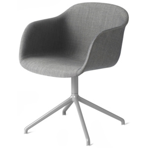 Muuto Stolička Fiber Arm Chair čalúnená s otočnou podnožou, šedá