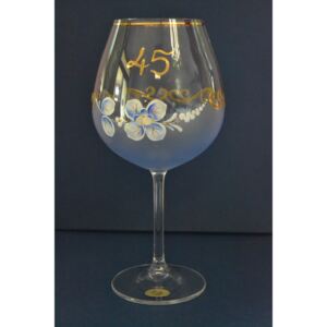 Výročný pohár na 45. narodeniny - NA VÍNO - modrý (v. 23 cm)