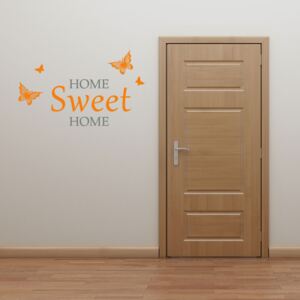 GLIX Domov sladký domov - samolepka na stenu Šedá a oranžová 70 x 45 cm