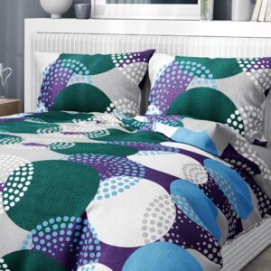 Goldea krepové posteľné obliečky - vzor 1024 farebné kruhy na sivom 140 x 220 a 70 x 90 cm