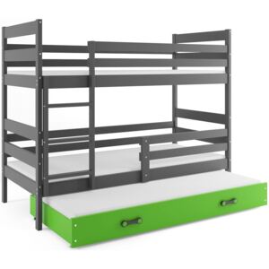 Poschodová posteľ Erik Grafit s prístelkou Rozmer postele: 160x80, Farba zásuvky: Zelená