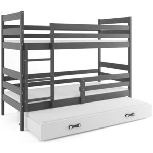 Poschodová posteľ Erik Grafit s prístelkou Rozmer postele: 160x80, Farba zásuvky: Biela