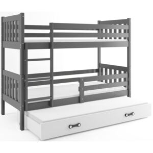 Poschodová posteľ Scarlet s prístelkou 190x80 grafit Farba zásuvky: Biela