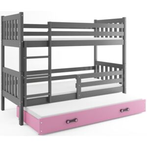 Poschodová posteľ Scarlet s prístelkou 190x80 grafit Farba zásuvky: Ružová
