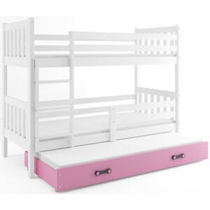 Poschodová posteľ Scarlet s prístelkou 190x80 biela Farba zásuvky: Ružová