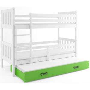 Poschodová posteľ Scarlet s prístelkou 190x80 biela Farba zásuvky: Zelená