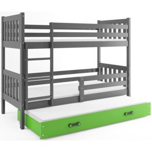 Poschodová posteľ Scarlet s prístelkou 190x80 grafit Farba zásuvky: Zelená