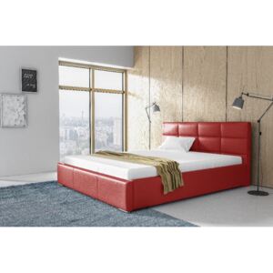 Elegantná posteľ Garret s úložným priertorom červená eko koža 160 x 200