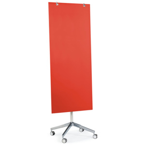 Mobilná sklenená magnetická tabuľa, 650x1575 mm, svetločervená