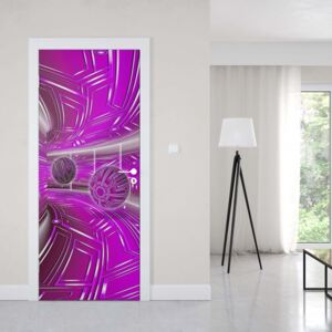 GLIX Fototapeta na dvere - Modern 3D Tech Tunnel Purple