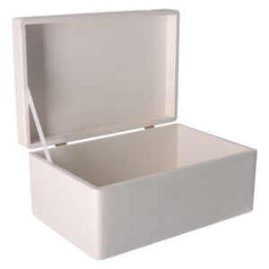 ČistéDrevo Drevený box s vekom 30 x 20 x 14 cm bez rukoväte - biely