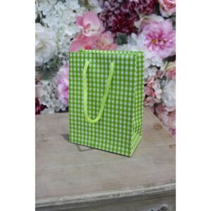 Zelená károvaná darčeková taška 15cm