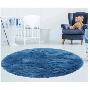 Vulpi Mäkký plyšový okrúhly koberec do detskej izby Home 120 x 120 Farba: modrá