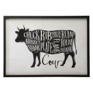 Obraz krava čierno biely drevený sklenený 2ks set HIGHLAND LIVIN