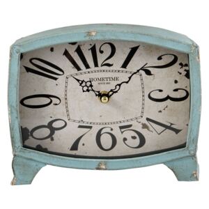 Vintage stolné hodiny so svetlo modrým rámom s patinou - 21 * 6 * 17 cm / 1xAA