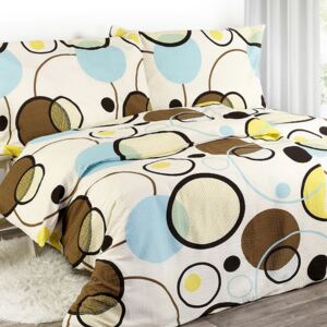Goldea krepové posteľné obliečky - vzor 298 farebné kolesá a kruhy na béžovom 140 x 200 a 70 x 90 cm