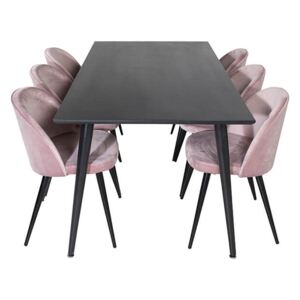Dipp Velvet stolová súprava čierna/ružová