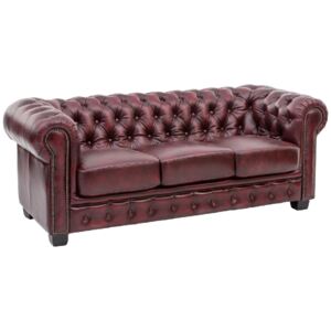 Massive home | Luxusná trojmiestne sedačka, starožitné červené Chesterfield