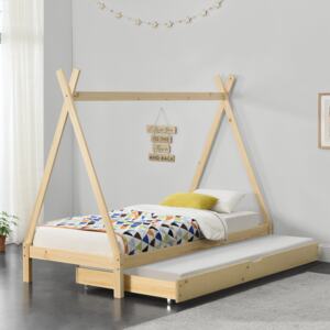 [en.casa] Detská posteľ "Teepee" AAKB-8720 borovica 90x200 cm s prístelkou a roštami