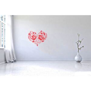 GLIX Srdce z ruží - nálepka na stenu Svetlo červená 50 x 41 cm