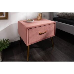 IIG - Nočný stolík FAMOUS 45 cm ružovo zlatý, zamat