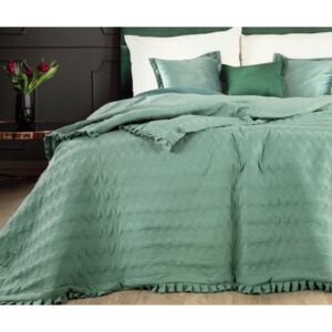 Obojstranný prehoz na posteľ s prešívaním zelenej farby Zelená