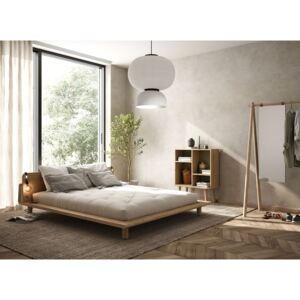 Letná zľava - KARUP DESIGN Posteľ s matracom a nočnými lampami Peek 140 + Lamps & Comfort Mat – Clear lacquered/Natural