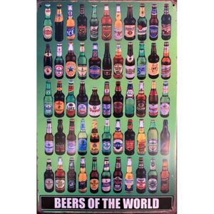 Ceduľa Beers of the world 30cm x 20cm Plechová tabuľa