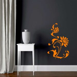 GLIX Kvetinová dekorácia VI. - nálepka na stenu Oranžová 30 x 60 cm