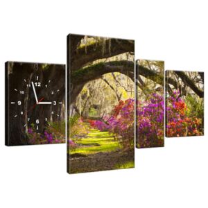 Obraz s hodinami Silné duby a kvety 120x70cm ZP1480A_4AN