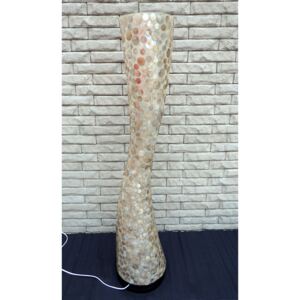 Stojacia lampa béžová z pravej perlete 124 cm