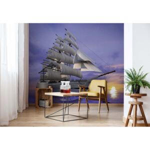 GLIX Fototapeta - Sailing Ship Sunset Vliesová tapeta - 312x219 cm