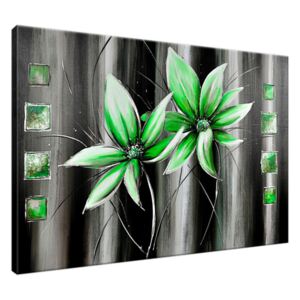 Ručne maľovaný obraz Krásne zelené kvety 100x70cm RM2357A_1Z