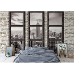 Fototapeta - New York City Penthouse Window View Vliesová tapeta - 368x254 cm