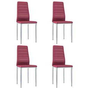 Jedálenské stoličky 4 ks, červené, umelá koža