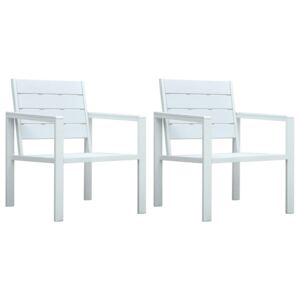 Záhradné stoličky 2 ks biele HDPE drevený vzhľad
