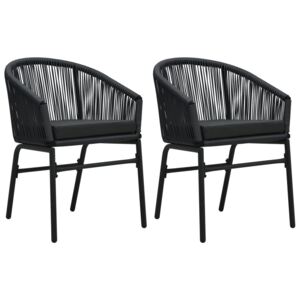 Záhradné stoličky 2 ks čierne PVC ratanové