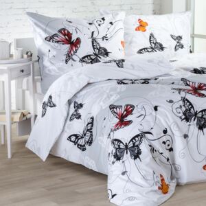 Bavlnené posteľné obliečky BUTTERFLY predĺžená dĺžka