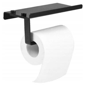 Rea - Držiak toaletného papieru s poličkou 390226, čierna, HOM-00552