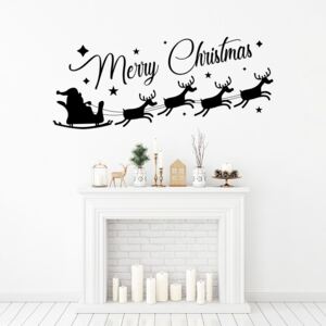 Merry Christmas Santa II. - samolepka na zeď Čierna 100 x 40 cm