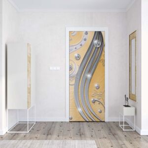 GLIX Fototapeta na dvere - Ornamental Silver And Yellow Swirl Design