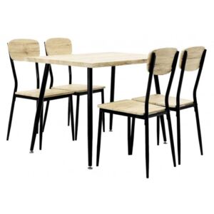 Jedálenský set Roxy - 4x stolička, 1x stôl (dub sonoma, čierna)