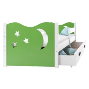 Interbeds Mikolaj jednolôžková posteľ 166x87 + zásuvka + matrac bielo-zelená
