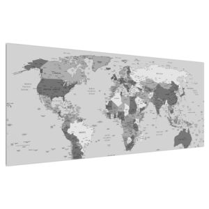 Čiernobiely obraz mapy sveta (120x50 cm)
