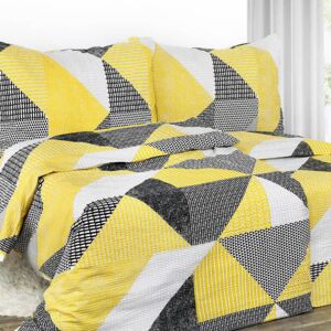 Goldea krepové posteľné obliečky - vzor 806 kombinácia žltosivého vzorovania 140 x 200 a 70 x 90 cm