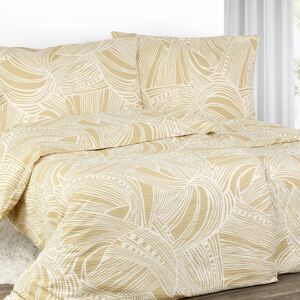 Goldea krepové posteľné obliečky - vzor 808 tropické listy na zlatom 140 x 200 a 70 x 90 cm