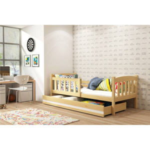 Detská posteľ FLORENT + matrac + rošt ZADARMO, 80x190 cm, borovica, biela